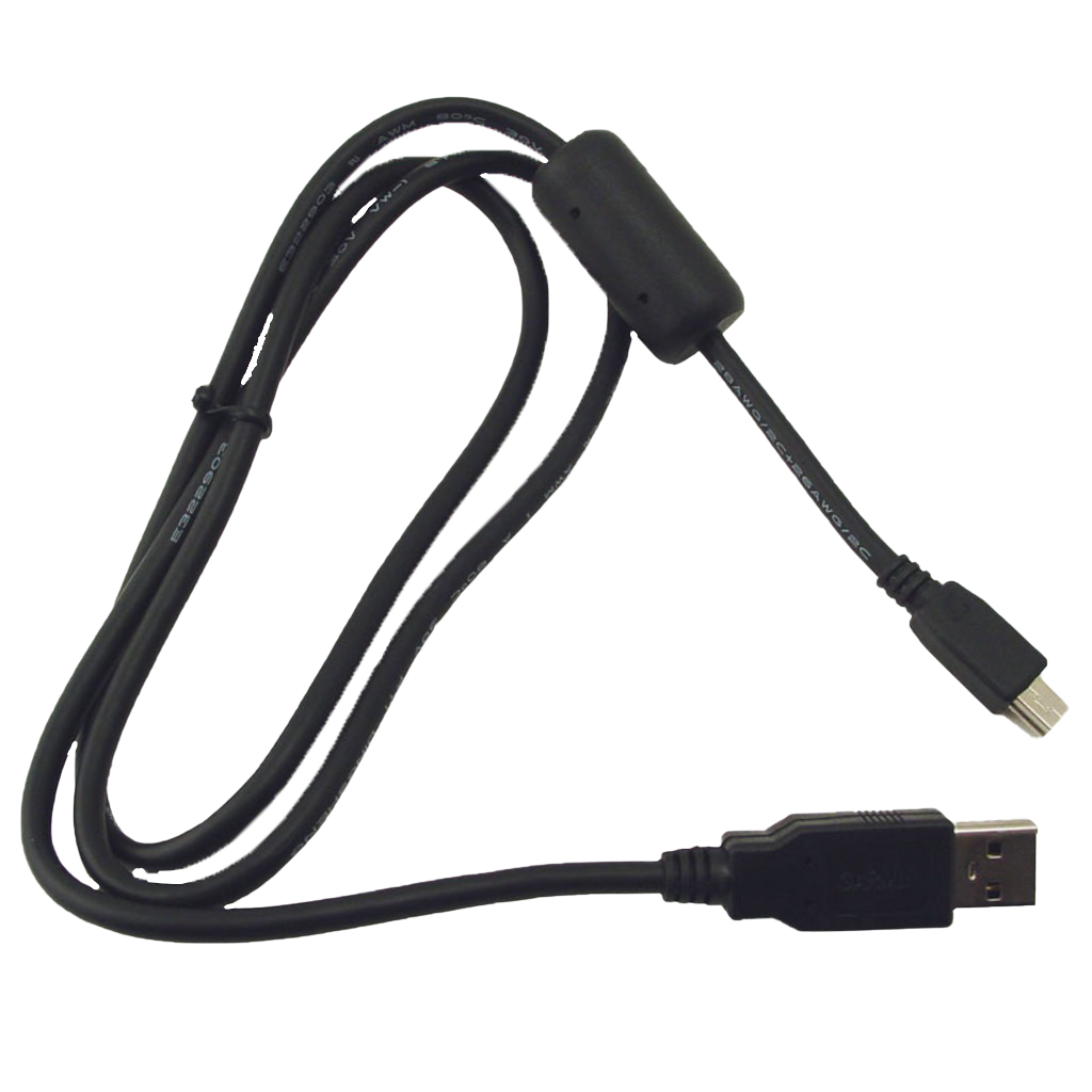 Garmin USB cable, black USB-A to micro-USB with ferrite choke
