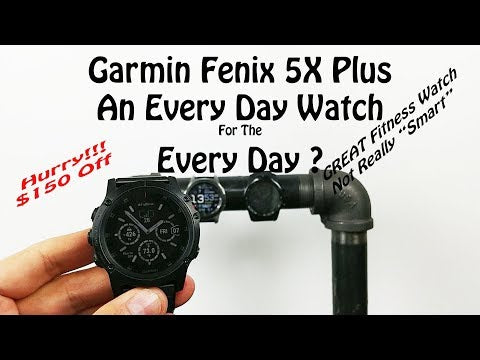 Garmin Fenix 5X Plus Sapphire GPS smartwatch with black band, refurbished
