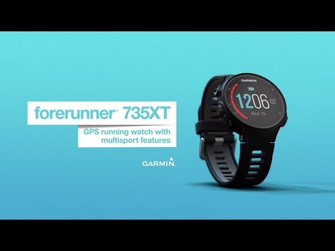 Black Garmin Forerunner 735XT smartwatch with GPS and multisport features