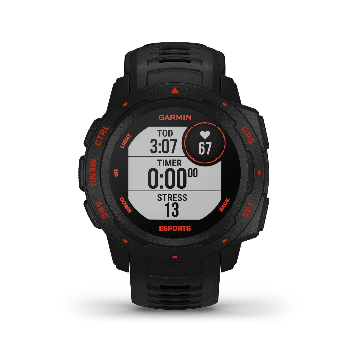 Garmin Instinct Esports Edition smartwatch, Black Lava with red accents