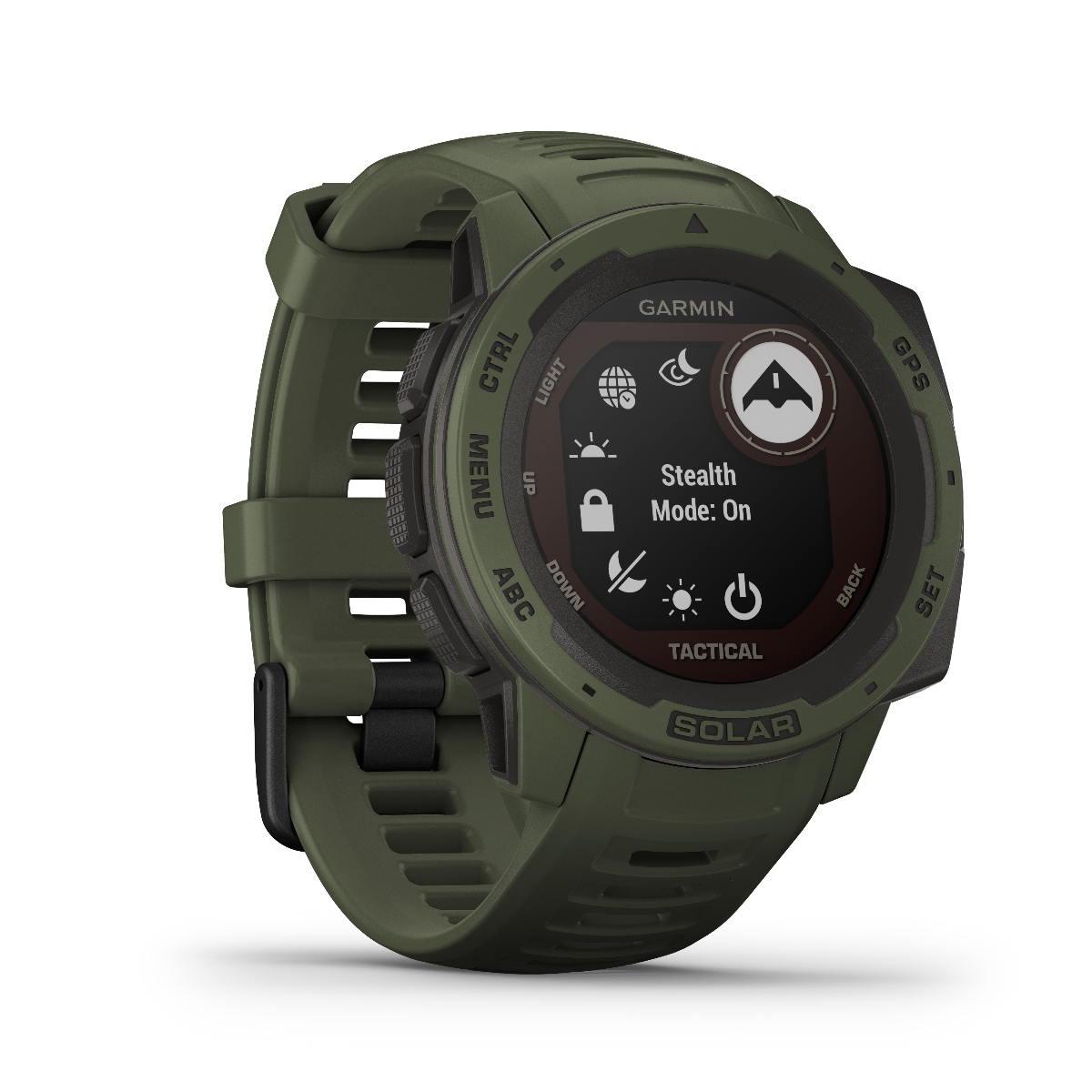 Garmin Instinct Solar Tactical Moss Rugged GPS Smartwatch, certified refurbished by Garmin