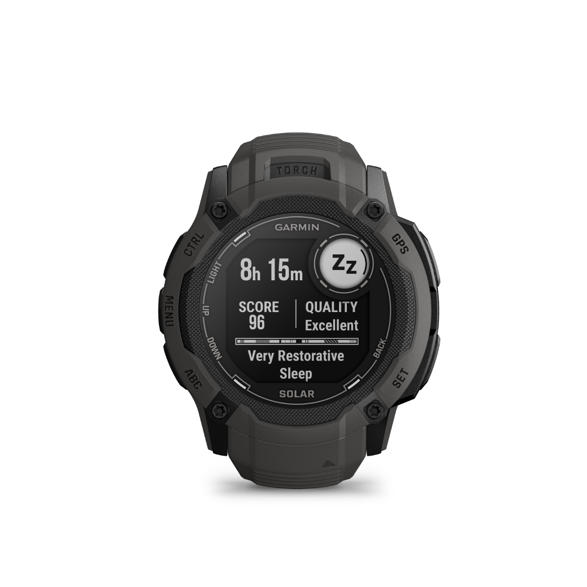 Garmin Instinct 2X Solar Graphite rugged GPS smartwatch with built-in flashlight