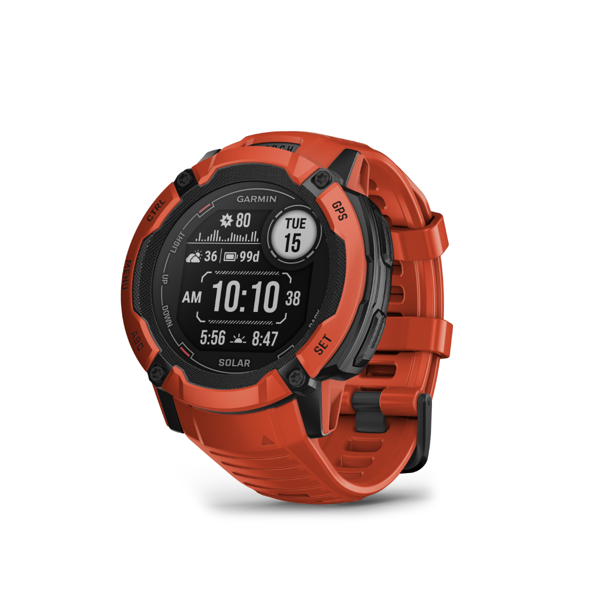 Garmin Instinct 2X Solar, Flame Red, Rugged GPS Smartwatch with Multi-Band GNSS, Built-in Flashlight, 24/7 Health Monitoring, and Unlimited Solar Battery Life (010-02805-11) by Garmin
