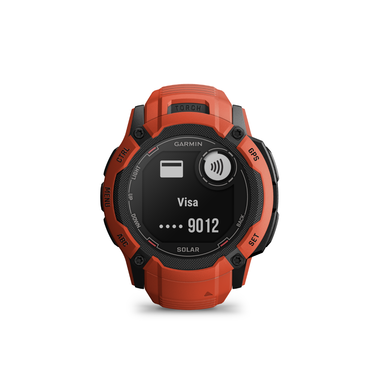 Garmin Instinct 2X Solar rugged GPS smartwatch in flame red with black bezel