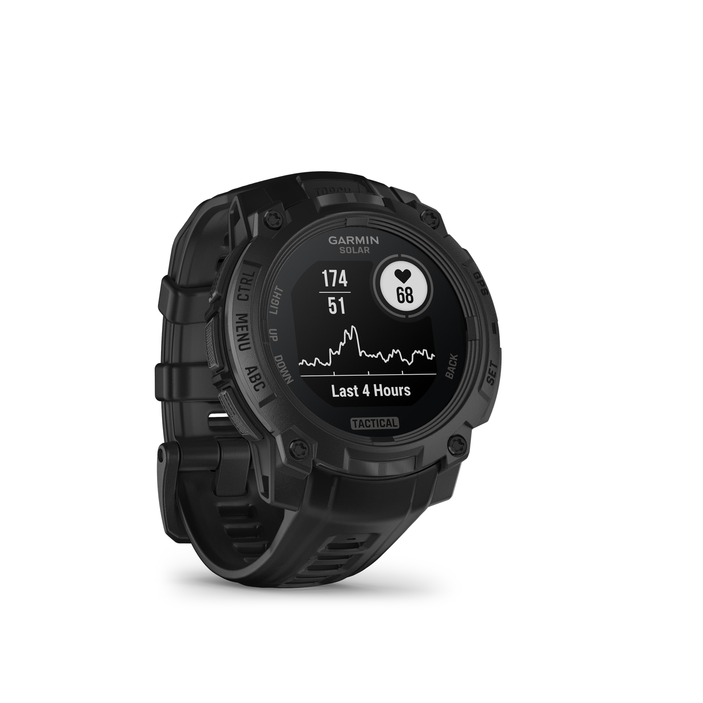 Garmin Instinct 3 Solar Tactical Edition smartwatch in black with black band.