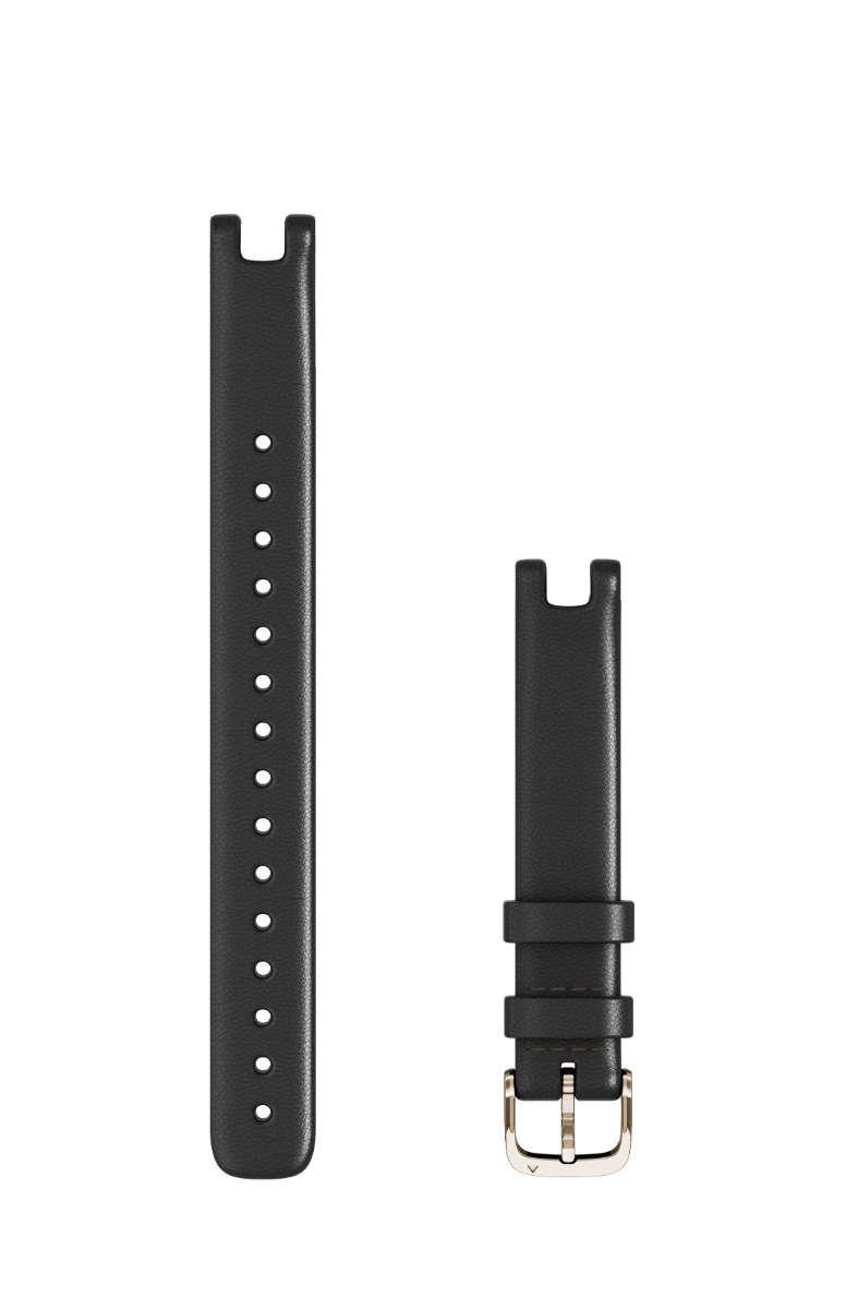 Garmin Lily Bands (14 mm) Black Italian Leather with Cream Gold Hardware, Large (010-13068-A5) by Garmin