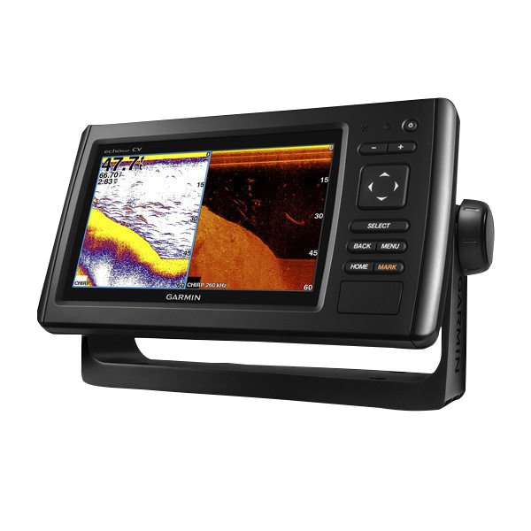 EchoMap CHIRP 74cv marine chartplotter with transducer, black Garmin unit