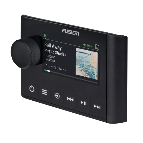 Fusion Apollo MS-ERX400 wired marine remote with black housing and Ethernet port