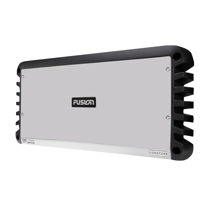 Garmin Fusion Signature Series marine amplifier, 24V, 6-channel, 1500-watt, silver with black heatsink