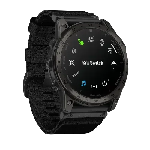 Garmin Tactix 7 AMOLED smartwatch, black rugged tactical design with fabric strap, Certified Refurbished