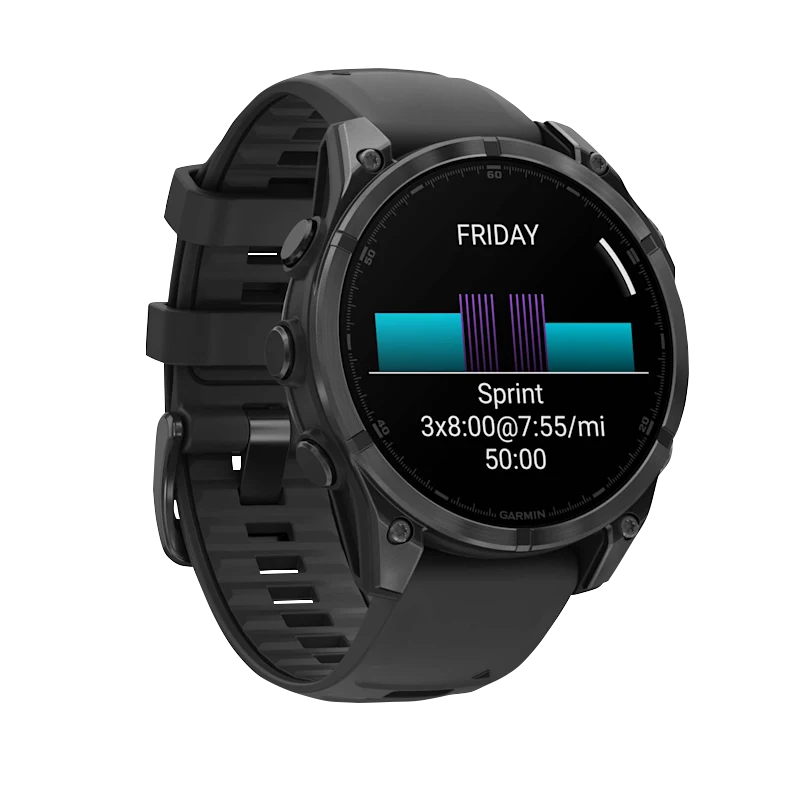 Garmin Fenix 8 smartwatch, 47 mm AMOLED, slate-gray case with black silicone band