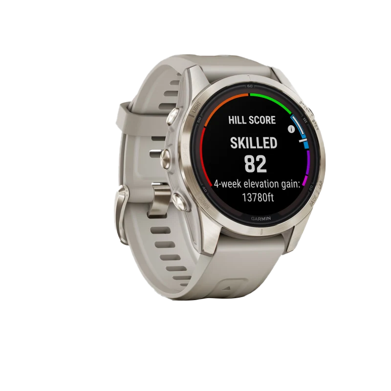Garmin Fenix 7S Pro Sapphire Solar Smartwatch, certified refurbished, soft gold case with light sand band
