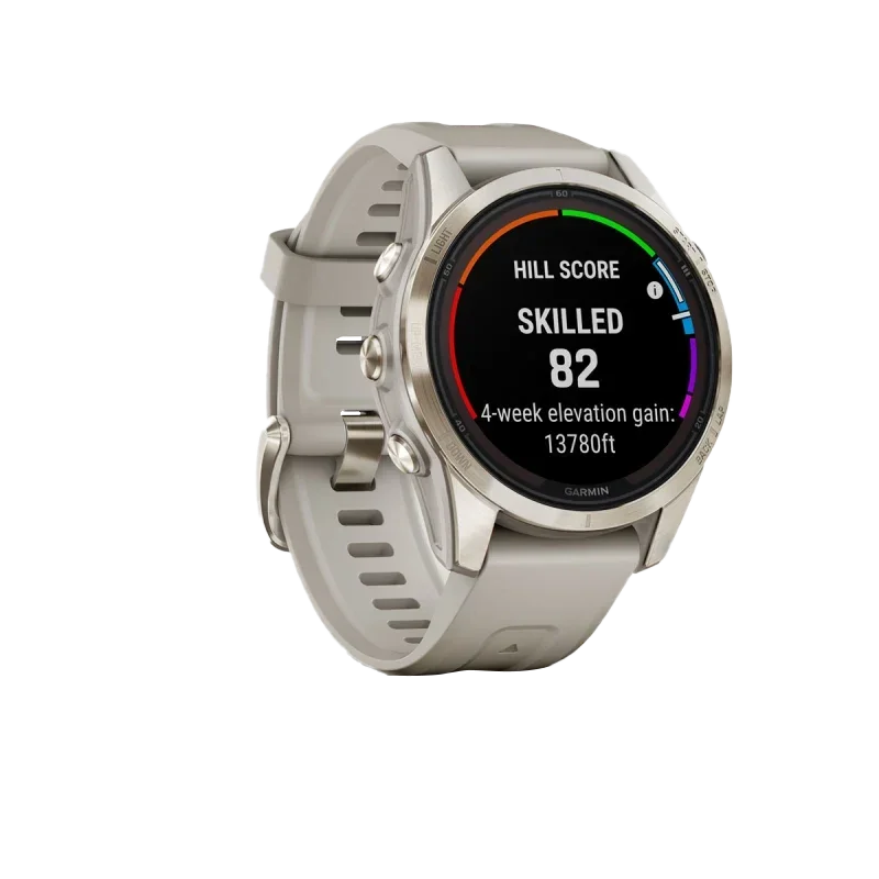 Garmin Fenix 7S Pro Sapphire Solar Smartwatch, certified refurbished, soft gold case with light sand band
