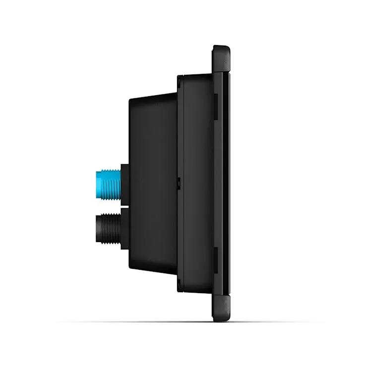 Garmin TD 50 Touchscreen Display, black marine device shown from the side with blue and black threaded connectors