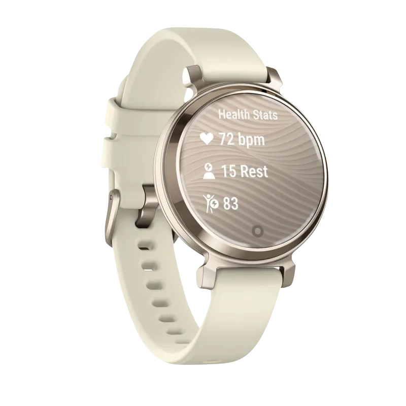 Garmin Lily 2 smart watch, cream gold with coconut silicone band, Garmin Certified Refurbished