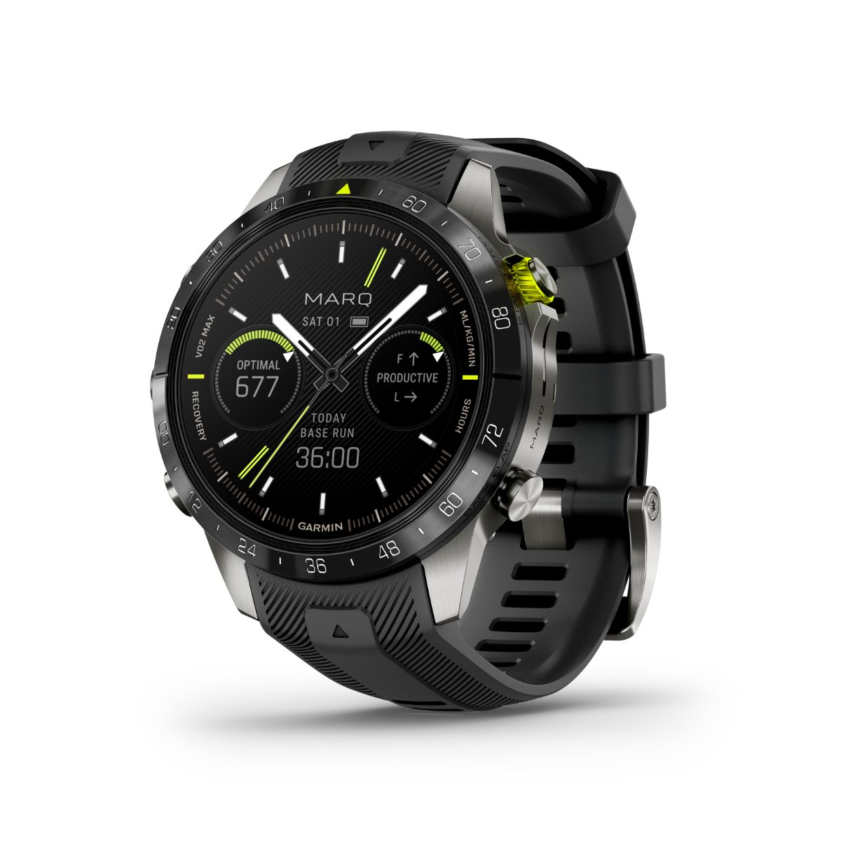 Garmin MARQ Athlete Gen 2 smartwatch with black case and grey strap