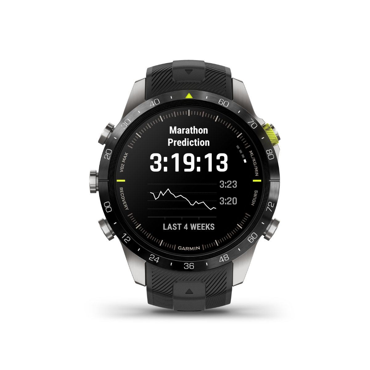 Garmin MARQ Athlete Gen 2 smartwatch with black dial, steel case and black band