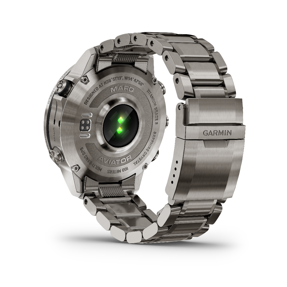 Garmin Marq Aviator Gen 2 stainless steel smart watch with metal bracelet
