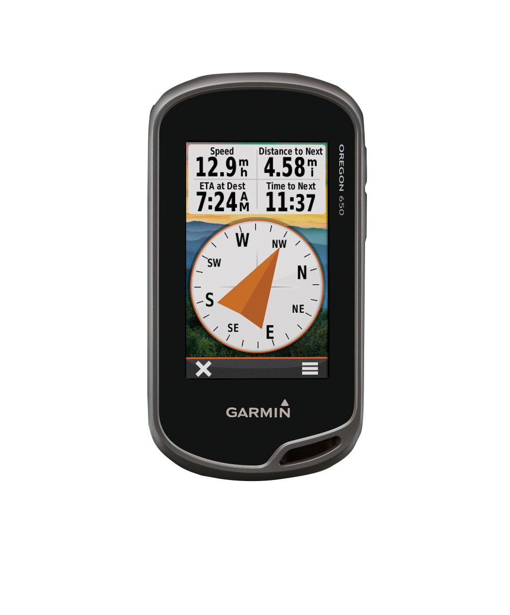 Garmin Oregon 650 handheld GPS with touchscreen, black body