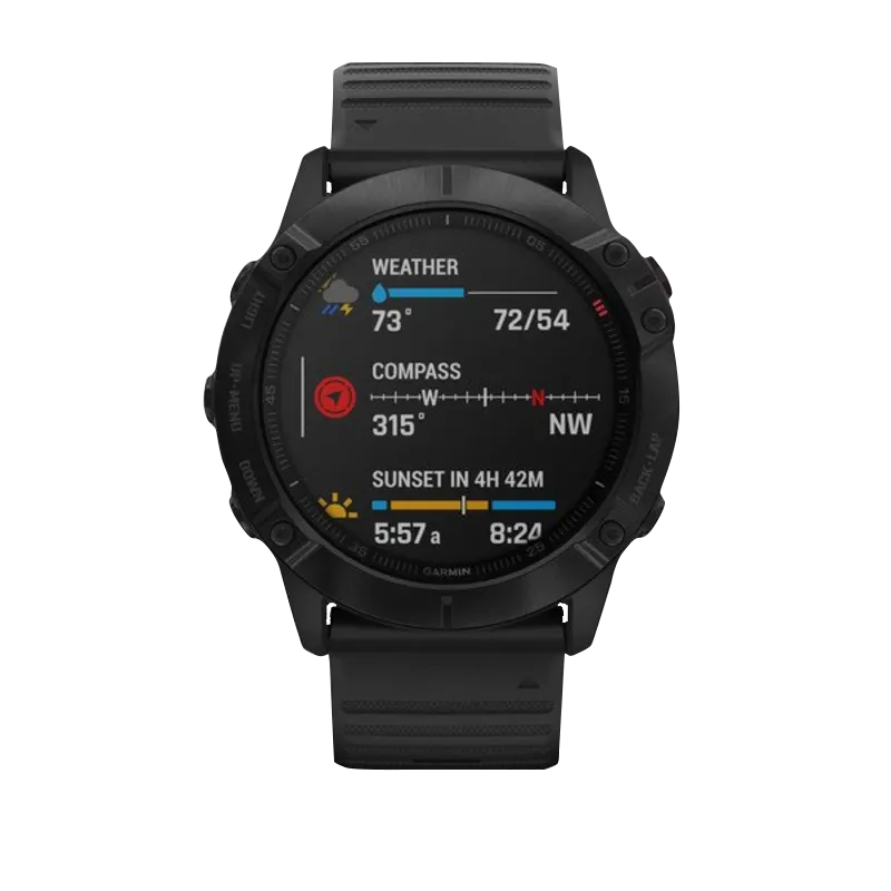 Garmin Fenix 6X Pro smartwatch, black case and band, Garmin Certified Refurbished