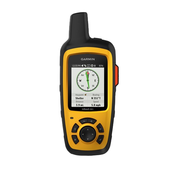 Garmin inReach SE+ rugged handheld satellite communicator, yellow with black bumper, refurbished