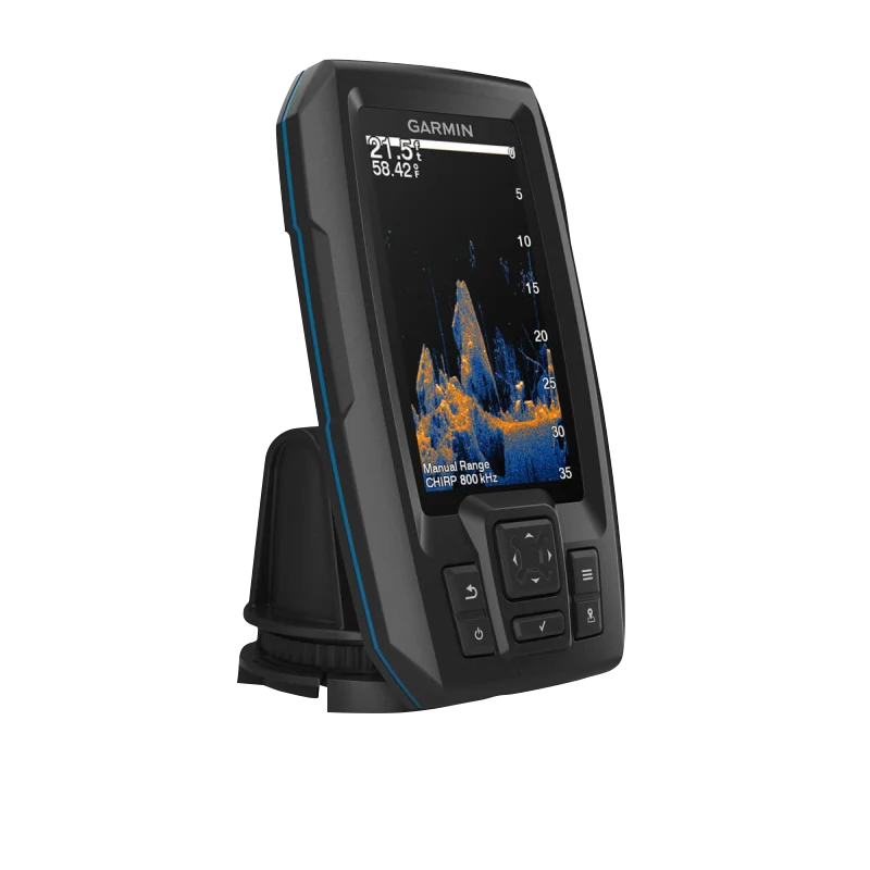Garmin STRIKER Vivid 4cv fish finder handheld with GT20-TM transducer, black with blue trim