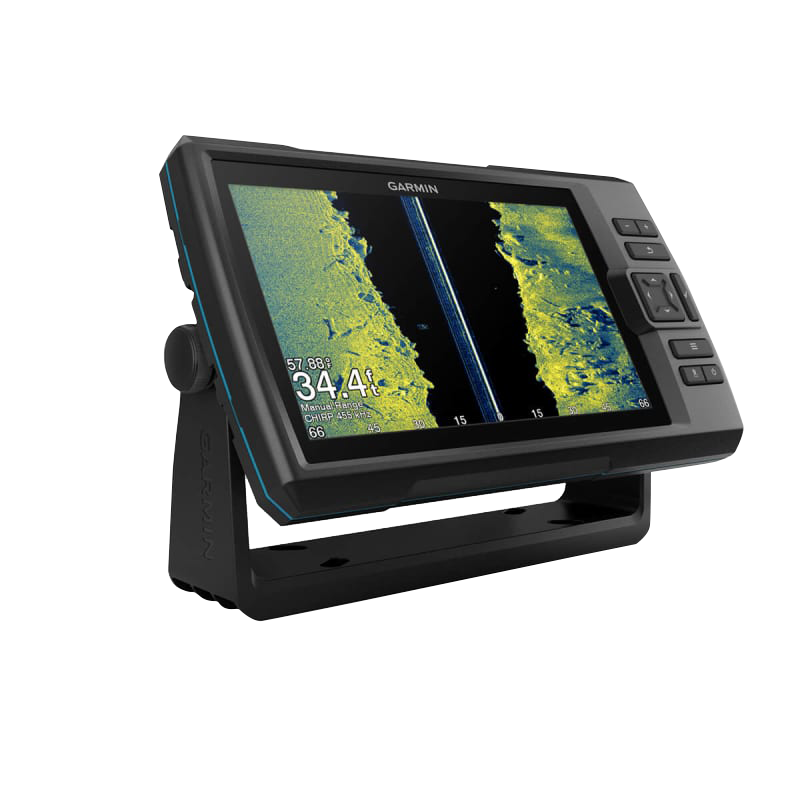 Garmin Striker Vivid 9sv fish finder with GT52HW-TM transducer, black with blue accents.