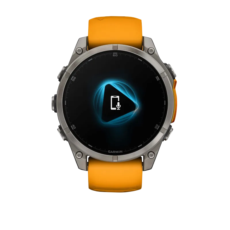 Garmin Fenix 8, 51 mm AMOLED Sapphire, Titanium with Spark Orange/Graphite Silicone Band (010-02905-10) by Garmin
