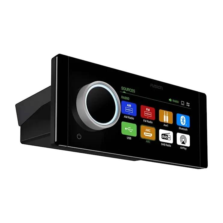 Garmin Fusion Apollo MS-RA800 marine head unit, black touchscreen with large circular control dial