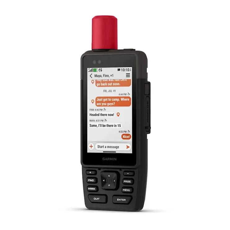 Garmin GPSMAP H1i Plus handheld GPS with inReach satellite tech, black body and red antenna
