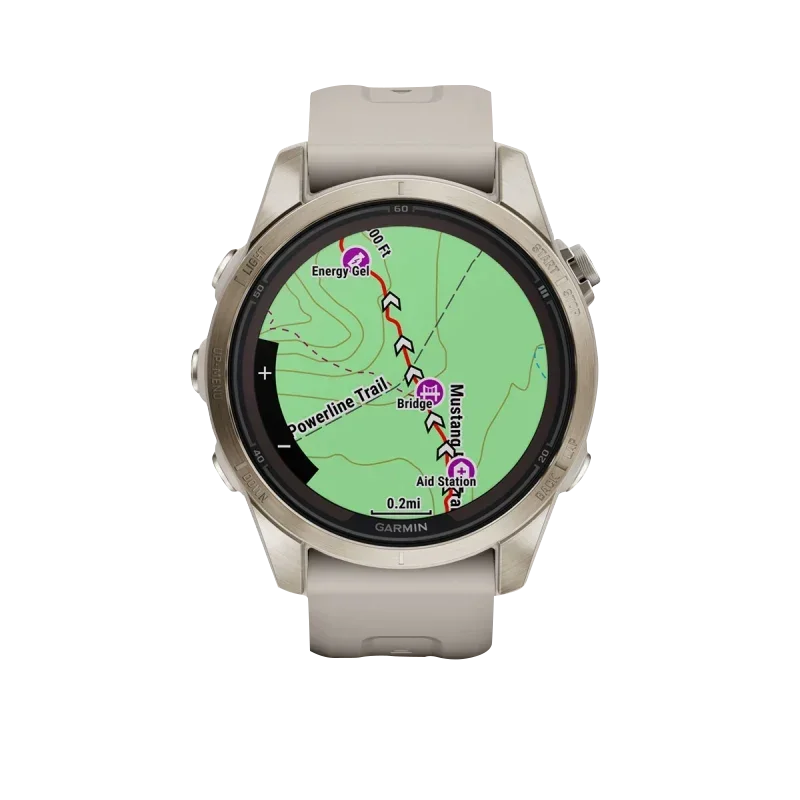 Garmin Fenix 7S Pro Sapphire Solar smartwatch, certified refurbished, soft gold case with light sand band