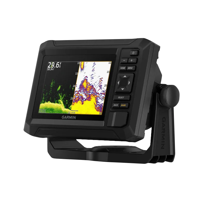 Garmin EchoMap UHD2 5in cv chartplotter with rugged black housing and mounting stand