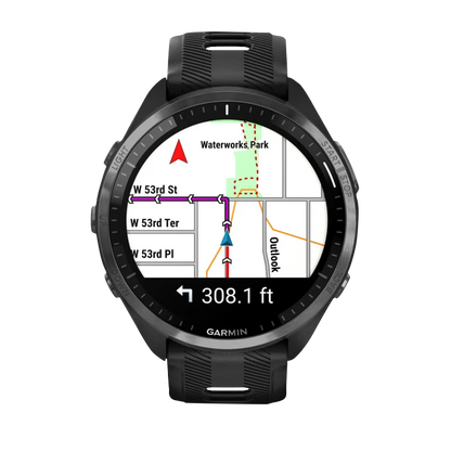 Garmin Forerunner 965, Carbon Gray DLC Titanium Bezel with Black Case and Black/Powder Gray Silicone Band (010-02809-00) by Garmin