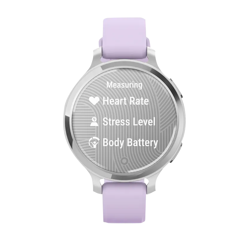 Garmin Lily 2 Active smartwatch, silver case with purple Jasmine silicone band