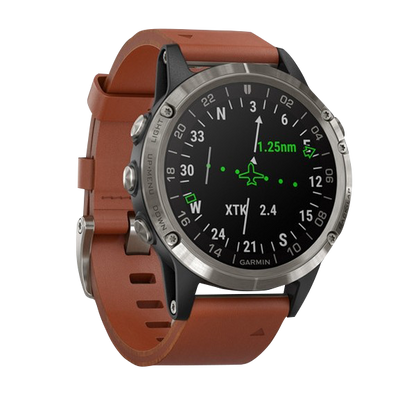 Garmin D2 Delta Aviator, Brown Leather Band, GPS Smartwatch for Pilots (010-01988-30) by Garmin