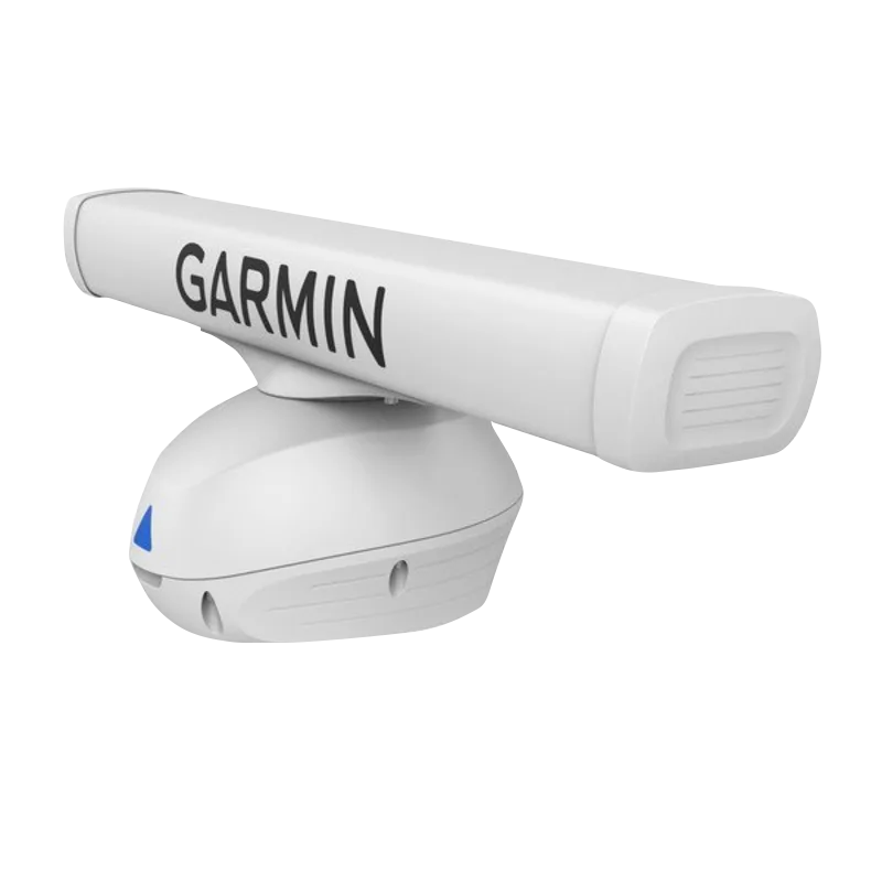 Garmin GMR Fantom 54 open-array marine radar on a white pedestal