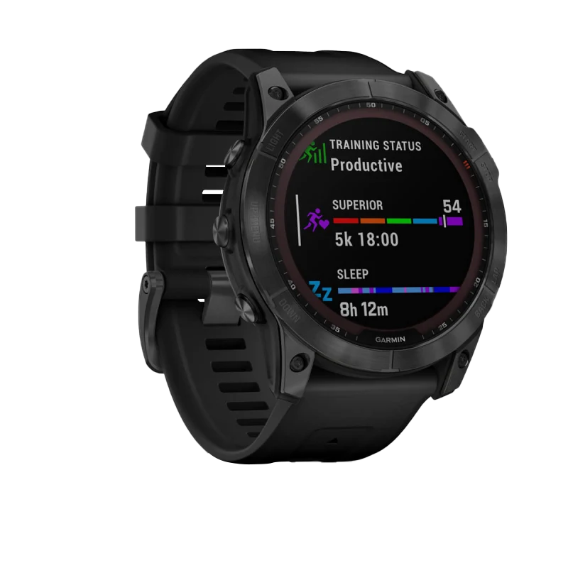 Garmin Fenix 7X Solar smartwatch, slate grey with black band, certified refurbished