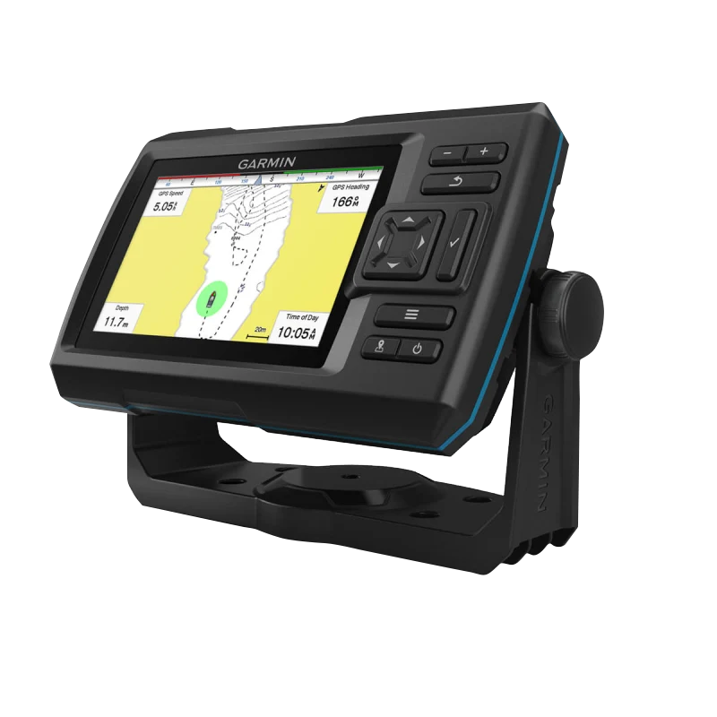 Garmin STRIKER Vivid 5cv fish finder with GT20-TM transducer on mount