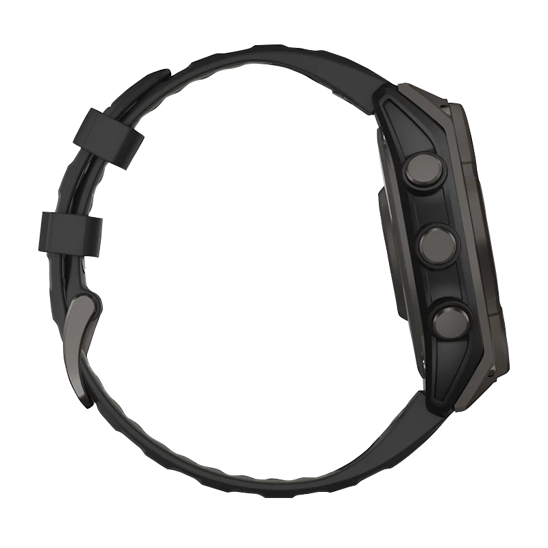 Garmin Fenix 8 smartwatch, 47 mm Solar Sapphire lens, Carbon Gray DLC titanium case with black/pebble gray silicone band