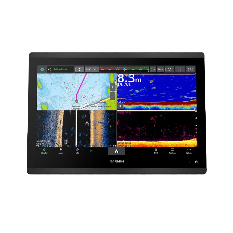 Garmin GPSMAP 1623xsv marine chartplotter with SideVü/ClearVü and CHIRP sonar, worldwide basemap, black bezel