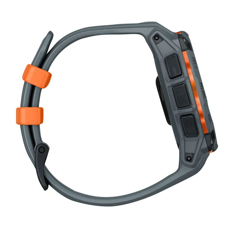 Garmin Instinct 3 Solar smartwatch, 45mm Twilight with Twilight Band, gray case with orange accents