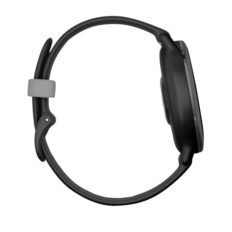 Garmin Vivoactive 5 smartwatch with slate aluminum bezel and black silicone band