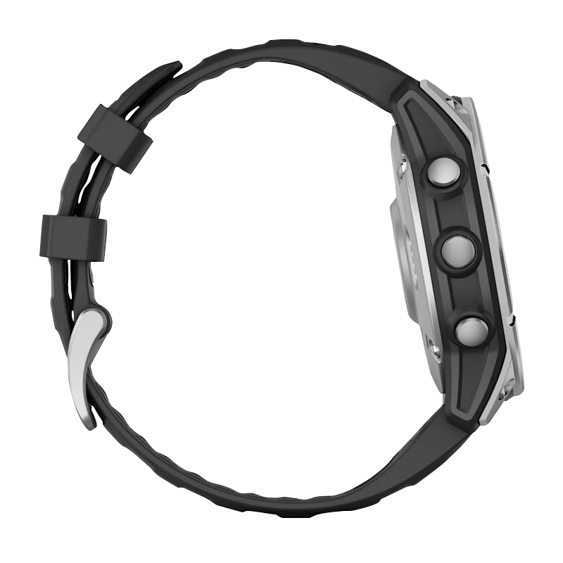 Garmin Fenix E, 47 mm AMOLED, Stainless Steel with Black Silicone Band (010-03025-02) by Garmin
