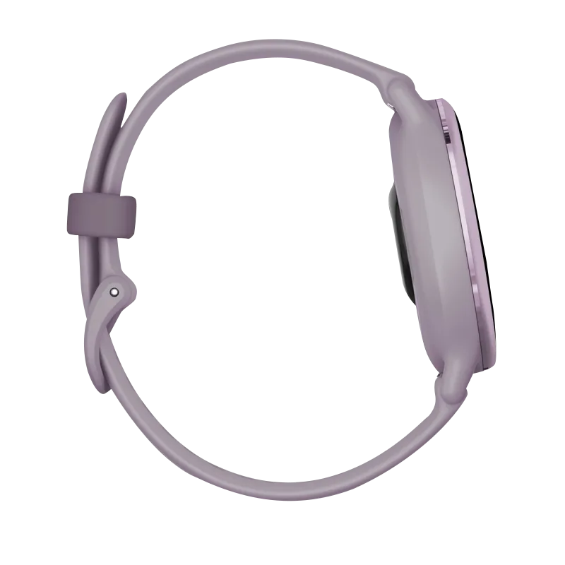 Garmin Vivoactive 5 smartwatch with orchid aluminum bezel and orchid silicone band