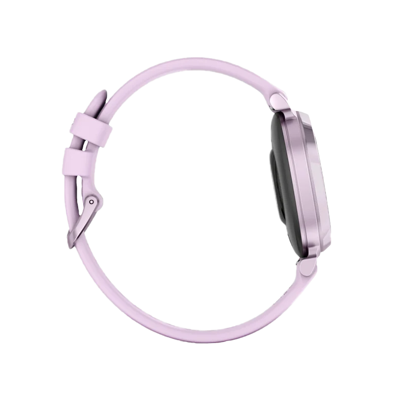 Garmin Lily 2 smartwatch, metallic lilac with lilac silicone band, certified refurbished.