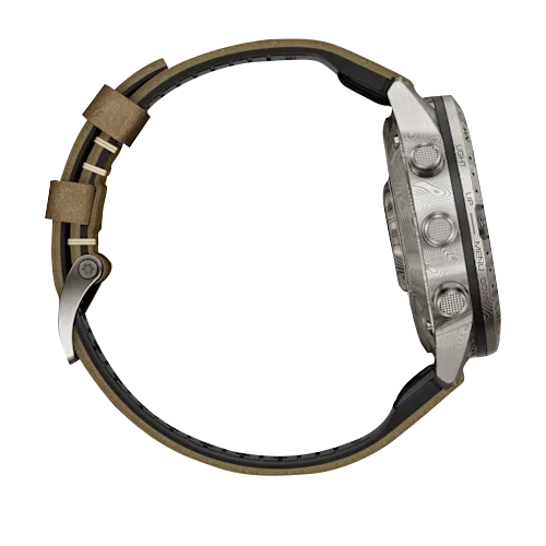 Garmin MARQ Adventurer Gen 2 Damascus Steel Edition smart watch with leather strap