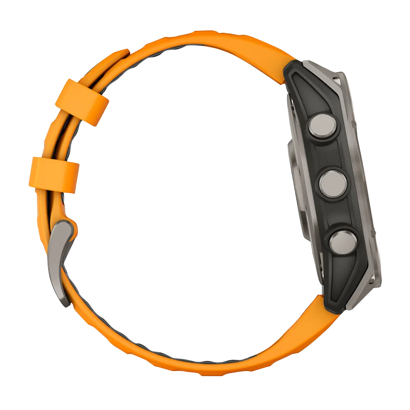 Garmin Fenix 8 smartwatch, 51mm AMOLED Sapphire Titanium with Spark Orange/Graphite silicone band (010-02905-10)