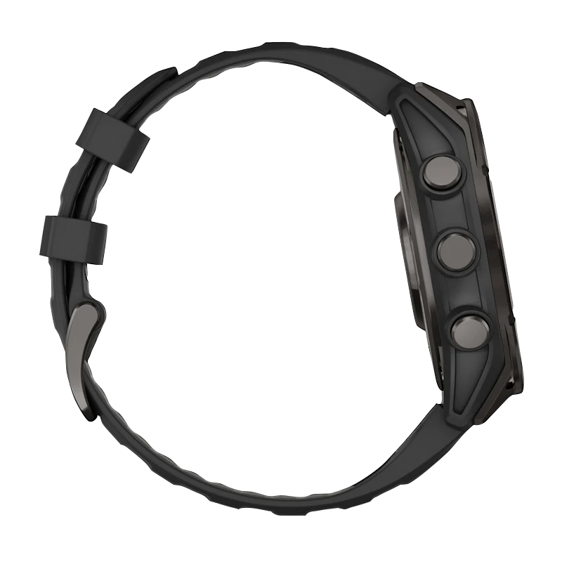 Garmin Fenix 8 smartwatch, 47 mm AMOLED Sapphire, Carbon Gray DLC titanium case with black/pebble gray silicone band