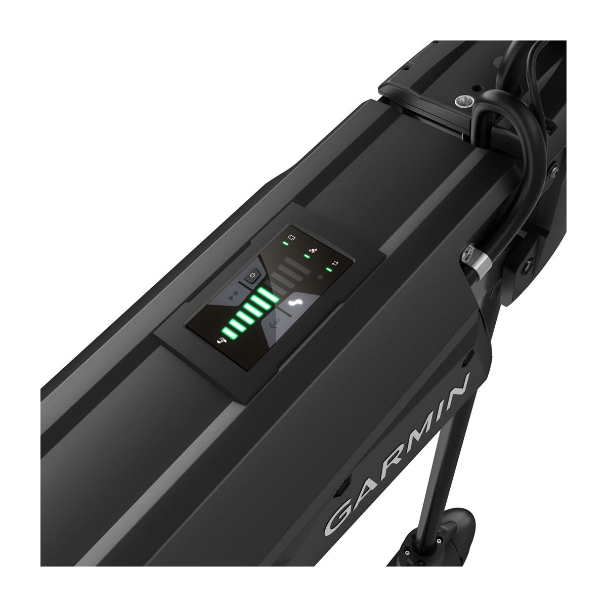 Garmin Force Pro trolling motor, black 50-inch with built-in GT56UHD-TR transducer and LED control panel.