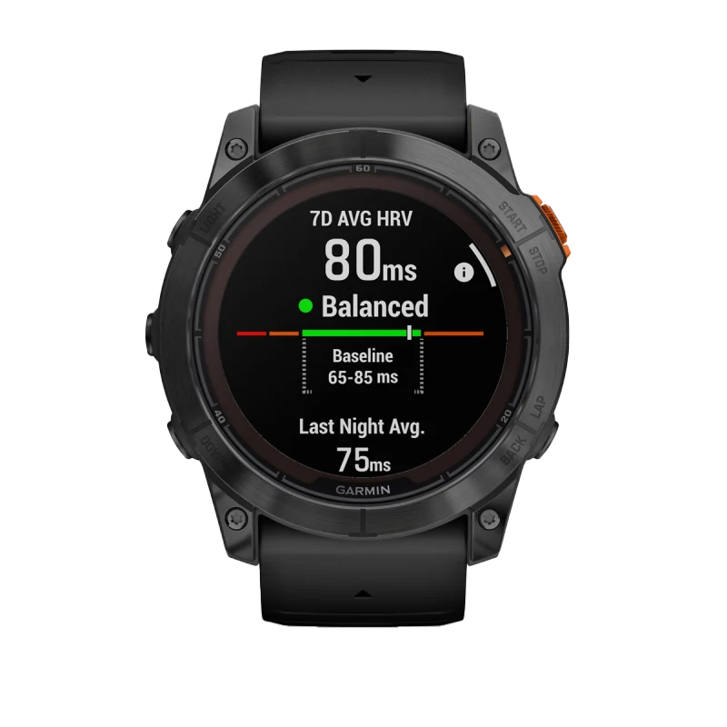 Garmin Fenix 7X Pro Solar smartwatch with slate gray bezel and black band